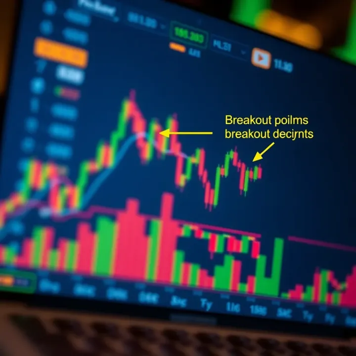 Visual example of Bank Nifty price movement analysis with annotation highlighting breakout points