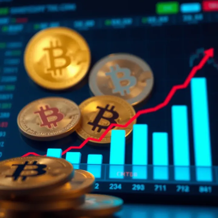Graph showing rising trends in cryptocurrency options trading in India with digital coins in background