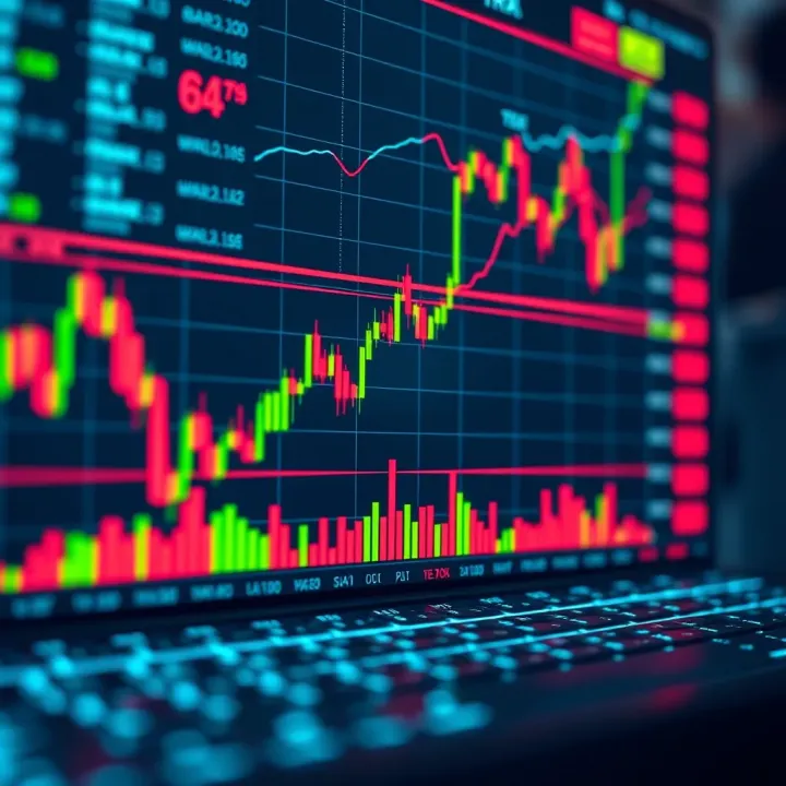 Stock market chart showing intraday price movements and volume spikes for Indian shares
