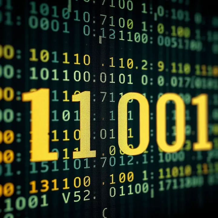 Visual representation of binary code translating into characters on a screen