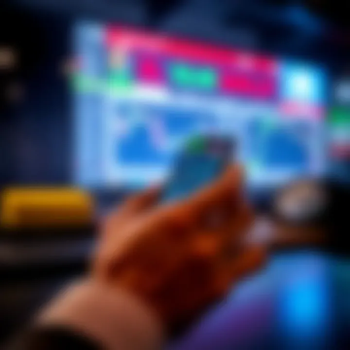 Mobile device displaying user-friendly interface of a popular online share trading platform