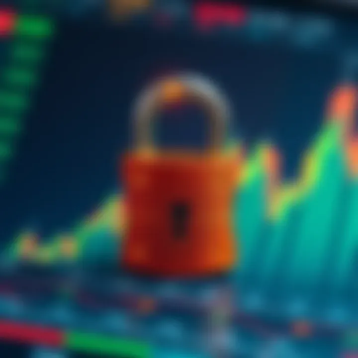 Secure digital padlock symbolizing investment safety on a financial platform background