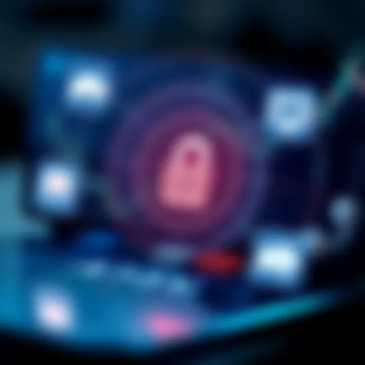 Secure mobile trading app interface showing encryption and data protection icons