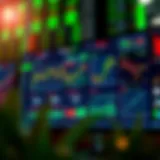 A digital dashboard displaying various stock market charts and indicators for simulated trading