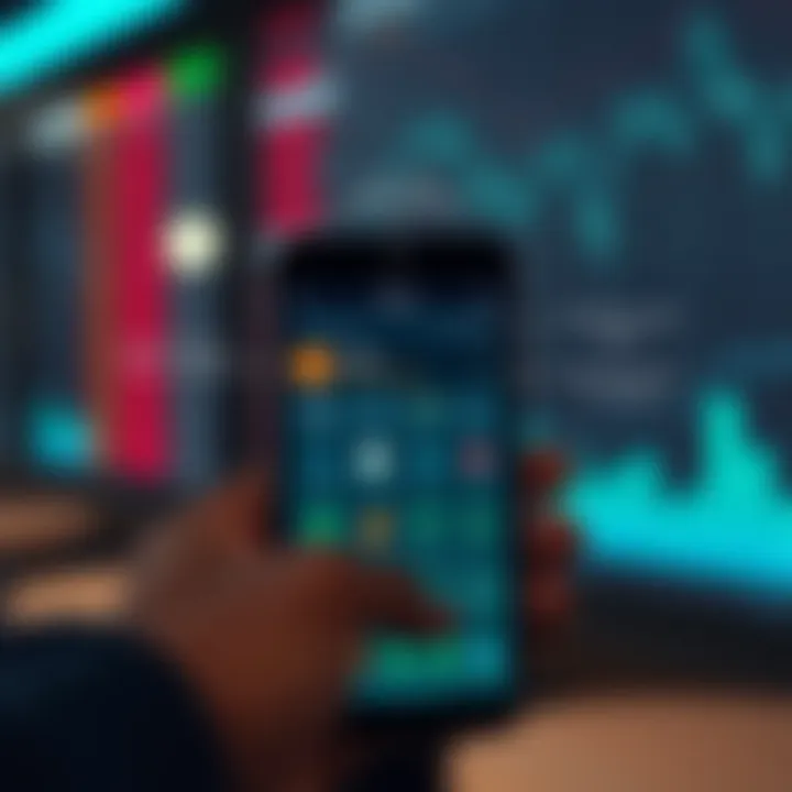 User interface showcasing various features of a popular mobile trading app in India