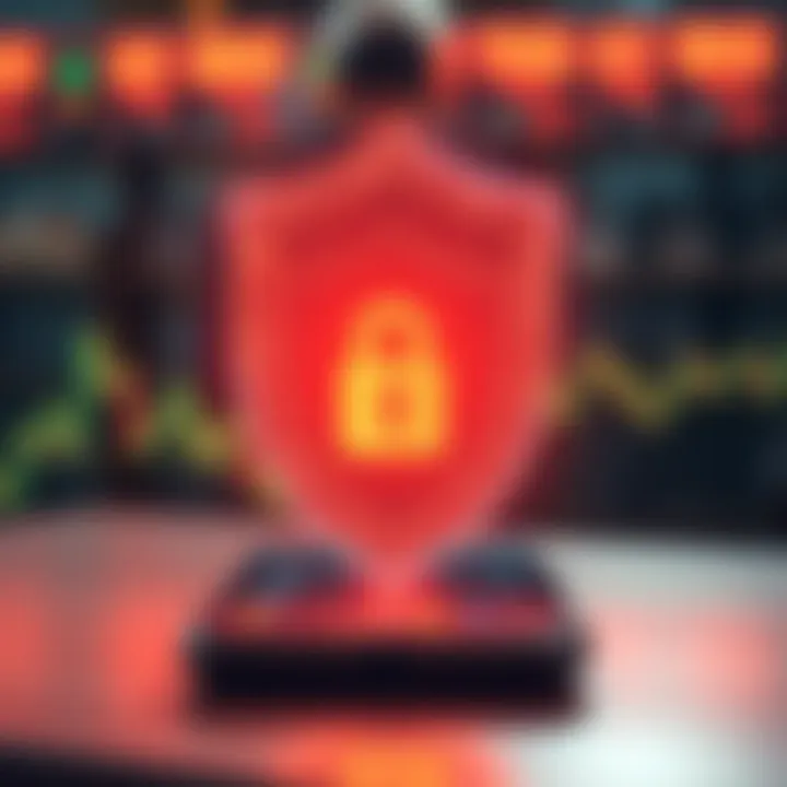 Illustration of a secure digital shield protecting financial transactions on mobile device