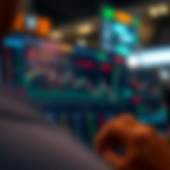 User interface of a trading application showing stock market charts and options