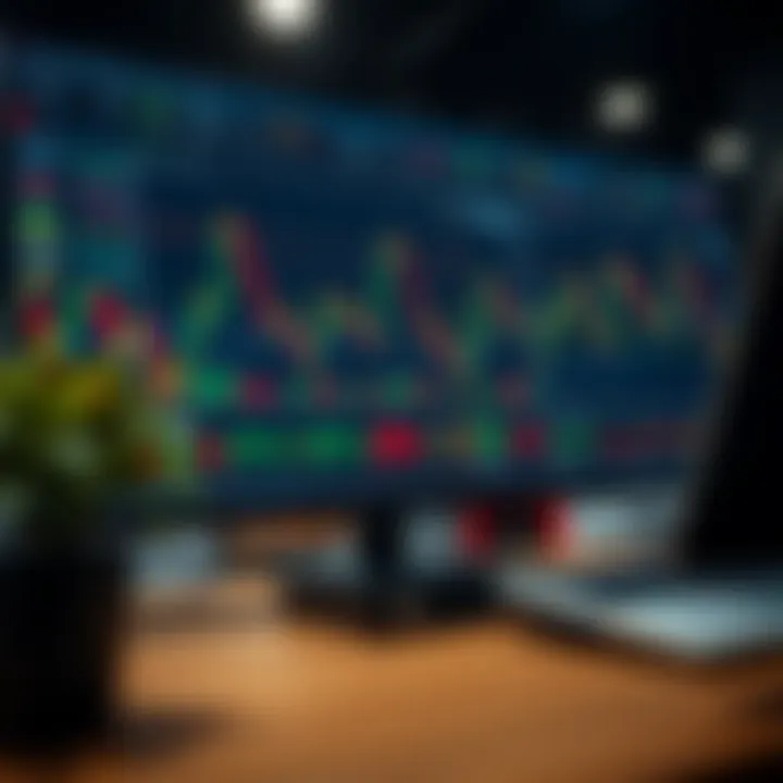 Interface of a popular forex trading platform with candlestick graphs and trading tools