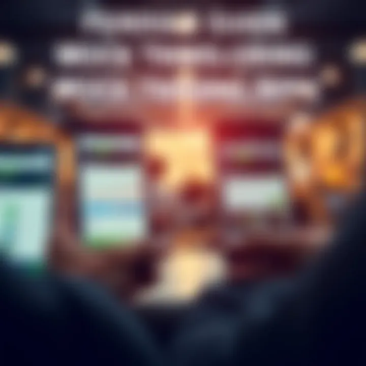 Comparison of various features in popular mock trading apps shown on smartphone screens