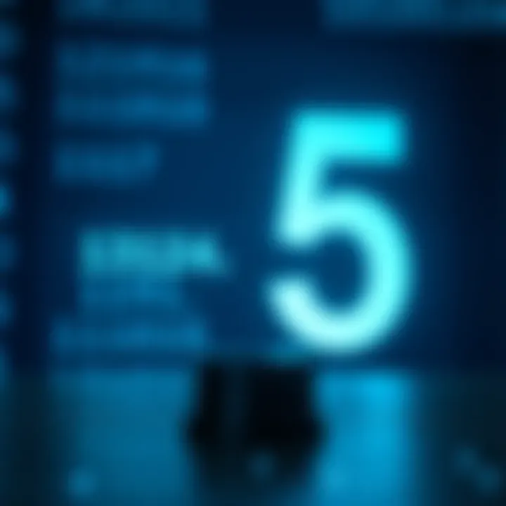 Binary number equivalent to decimal five displayed in digital format