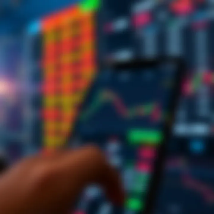 User interface showing real-time stock market data with interactive charts