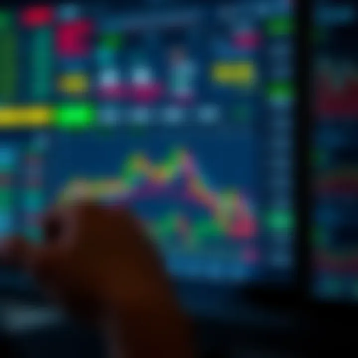 User interface of a trading app showing stock charts and market trends