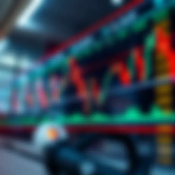 Stock market candlestick chart showing intraday price movements and volume