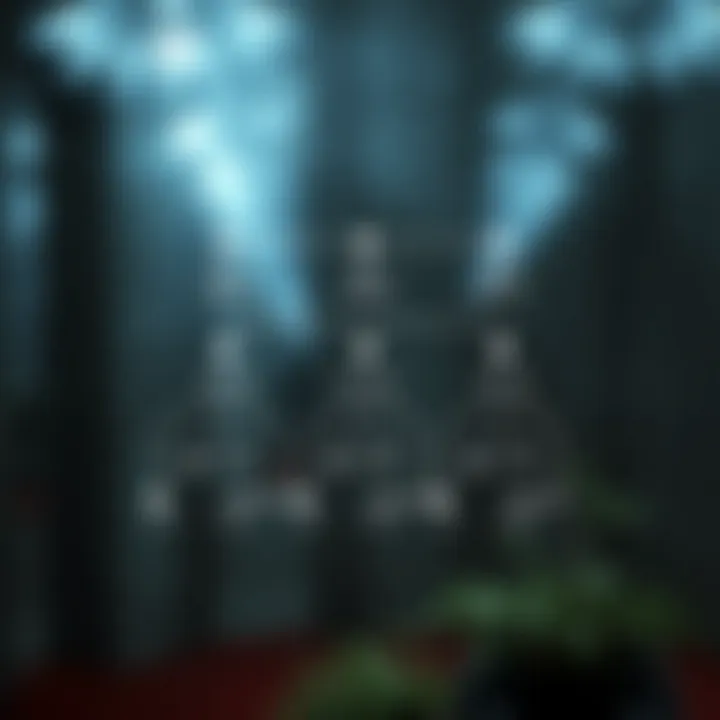 Diagram illustrating the structure of an optimal binary search tree with nodes and their search probabilities