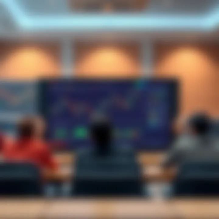 Illustration of a digital classroom environment showcasing options trading concepts on a laptop screen