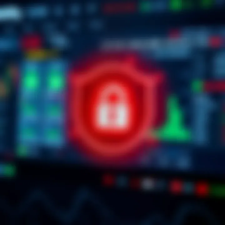 Secure login screen of a trading application emphasizing protection and encryption