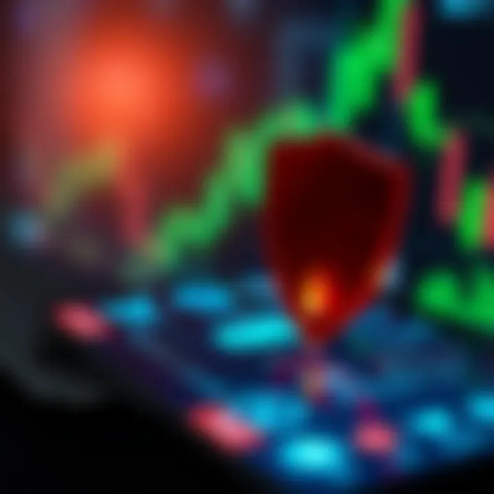 Illustration of a secure mobile trading environment with currency icons and shield symbol