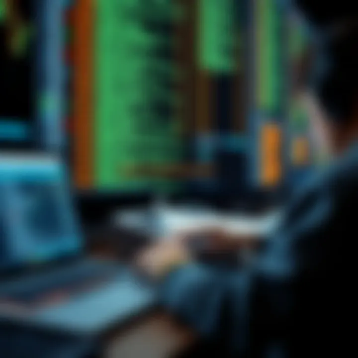 Conceptual representation of binary code interacting with software applications
