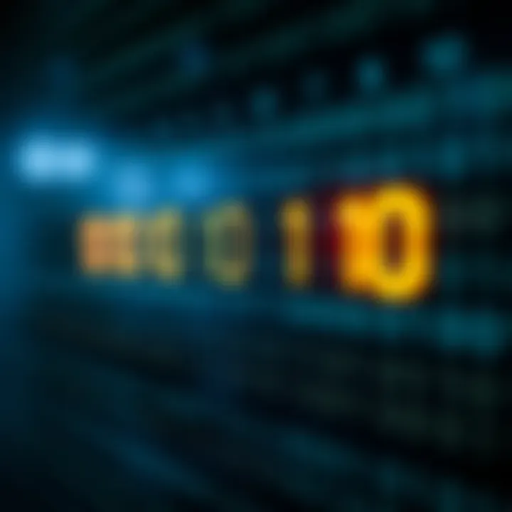 Illustration showing the binary digits on a horizontal line with emphasis on the fourth position from the right being one, representing the binary input