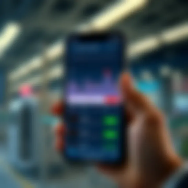 Smartphone displaying a user-friendly trading app interface with stock charts and investment options