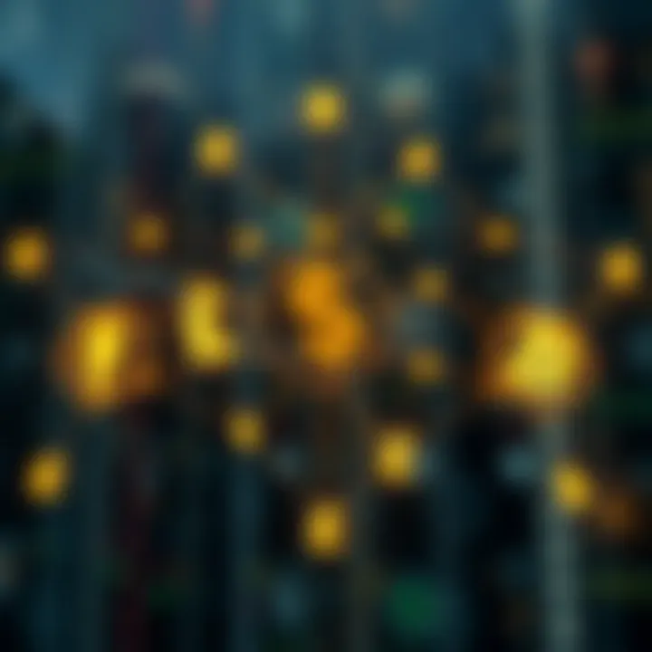 Illustration showing various global currency symbols interconnected representing the foreign exchange market