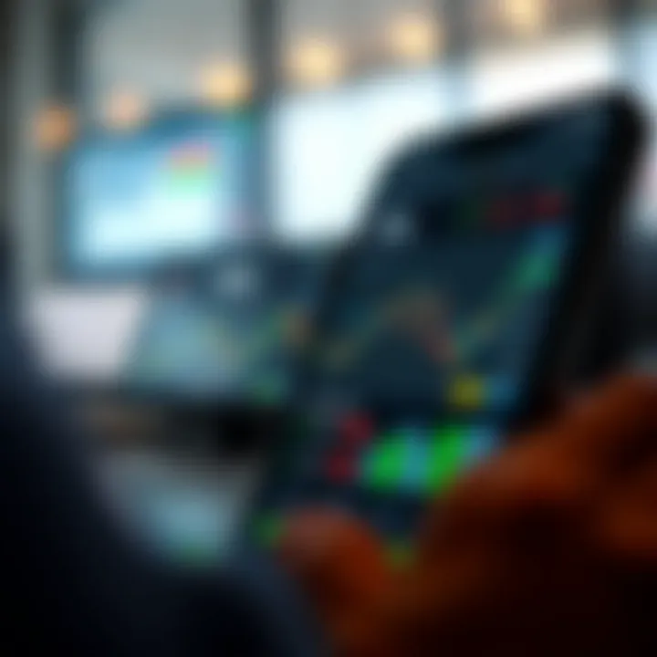 User interface of a money trading app showing stock prices and portfolio overview