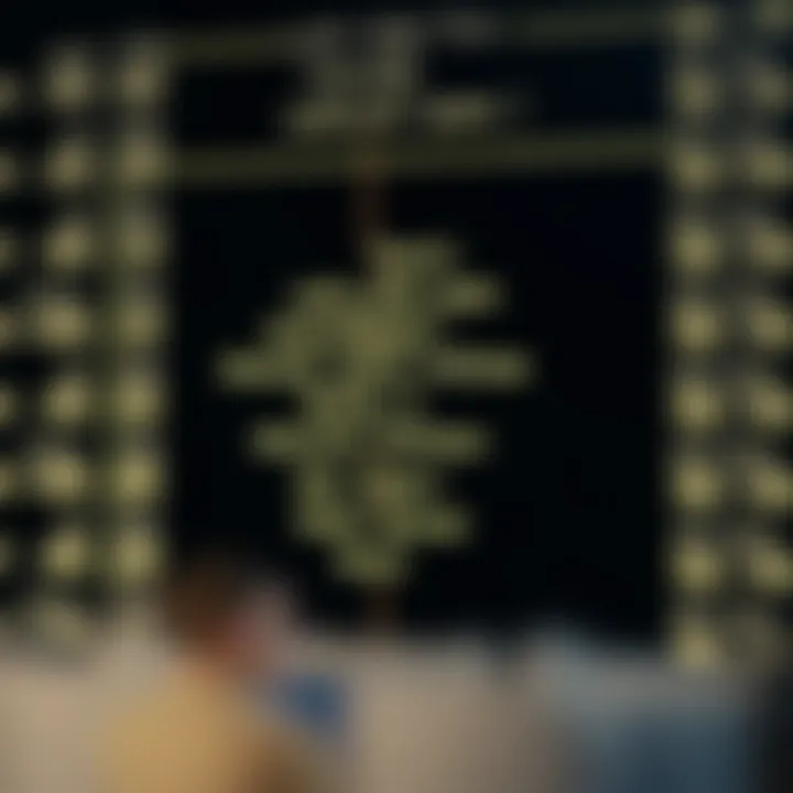 Illustration of an algorithm traversing a binary tree to extract the left side view