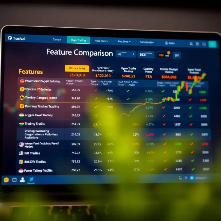 Feature Comparison of Paper Trading Platforms Comparison dashboard showing features and usability ratings of multiple paper trading websites
