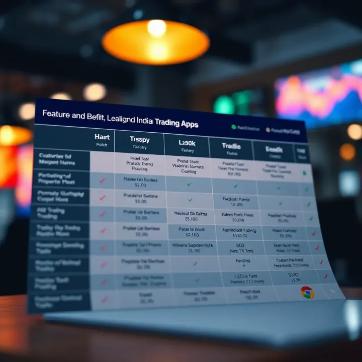 Comparison chart highlighting features and benefits of popular trading platforms in India