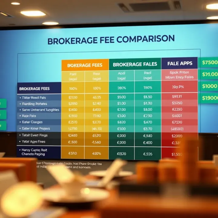 Comparison chart showing brokerage fees of popular trading apps in India alongside their key features