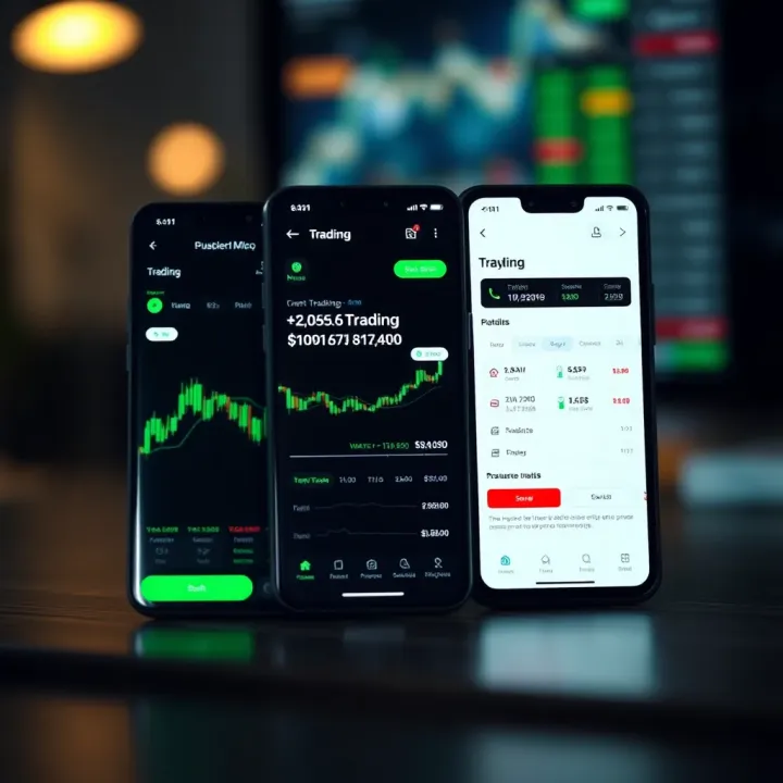 Comparison of mobile app interfaces showcasing different paper trading features and tools