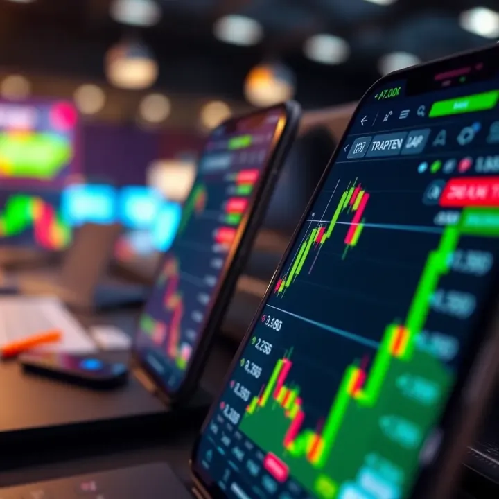 User-friendly trading app interface displaying stock market charts and investment options