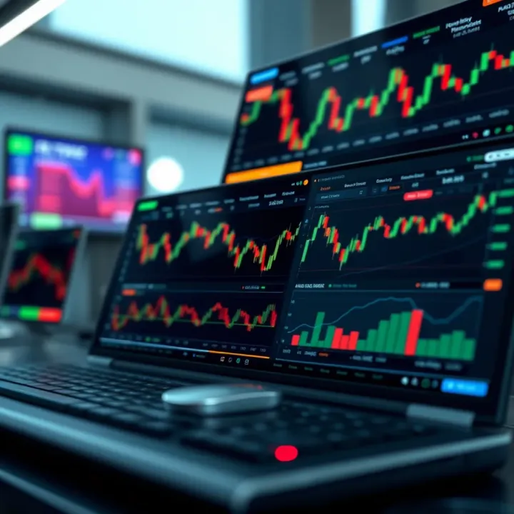 Interface showing various forex trading platform features including charts, currency pairs, and market analysis tools