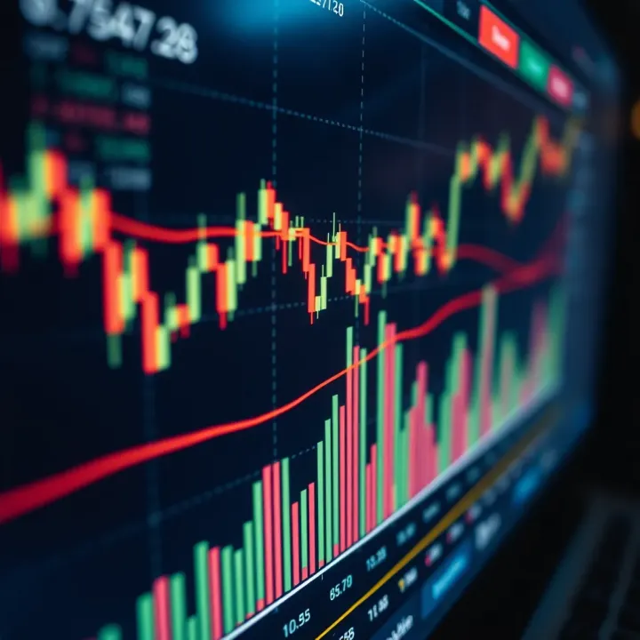 Digital chart showing forex currency pairs and market trends