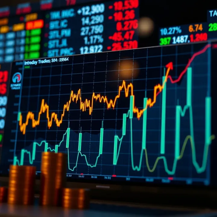 Graph showing performance trends of popular stocks used in intraday trading in Indian stock markets