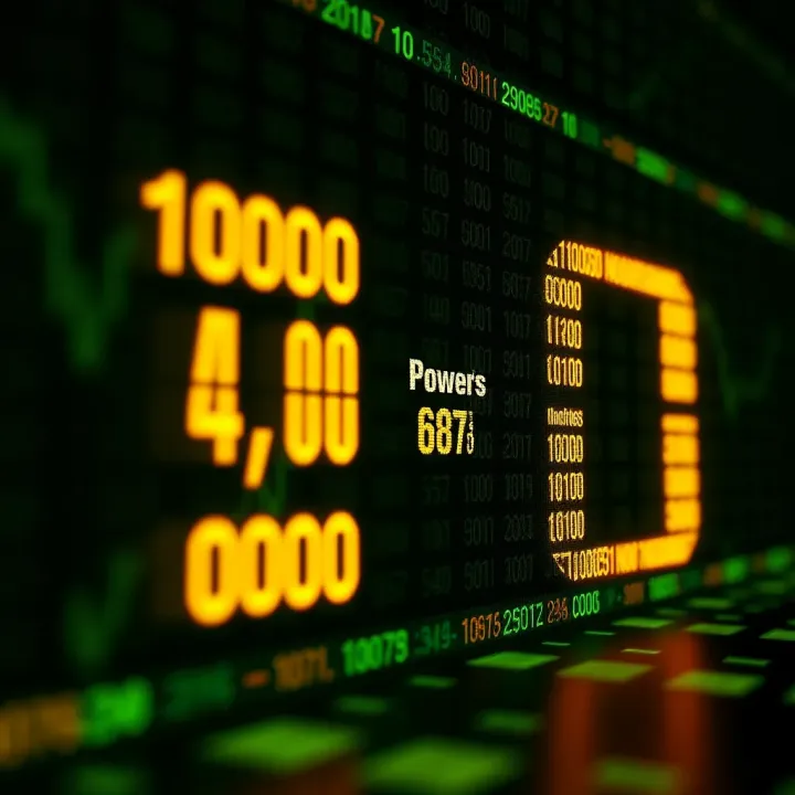 Illustration showing binary digits converting into decimal numbers with visual representation of powers of two