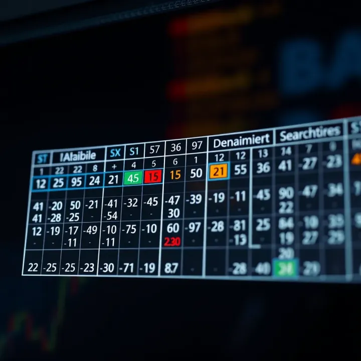 Table showing dynamic programming matrix used for calculating minimum search cost in binary search trees