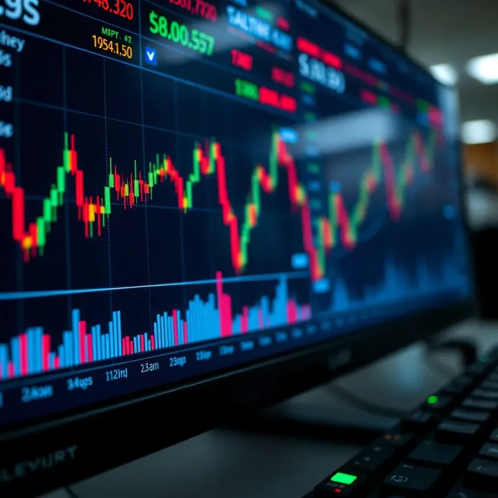 Intraday trading charts displaying stock price fluctuations and technical indicators