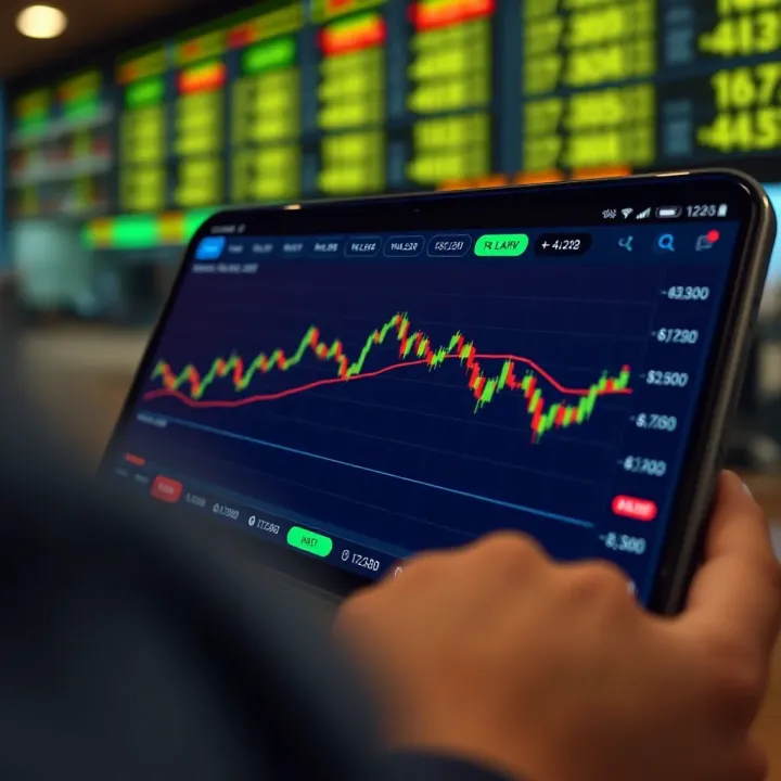 User Interface of India's Top Trading App User interface of a leading Indian trading app showing stock charts and trading options
