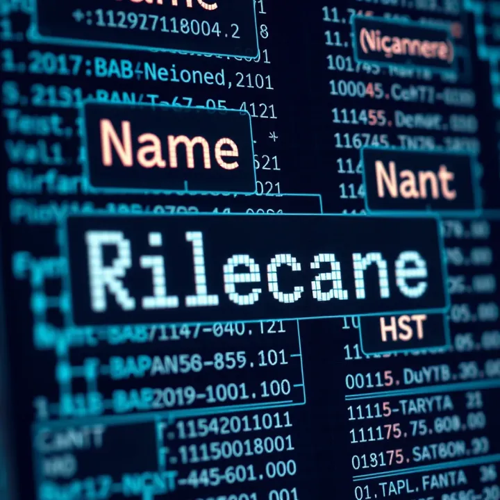Illustration of text conversion tools displaying names transformed into binary code