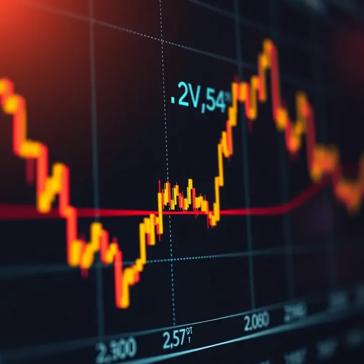 Currency Exchange Rate Trends in Forex Trading Graph showing currency exchange rates with upward and downward trends
