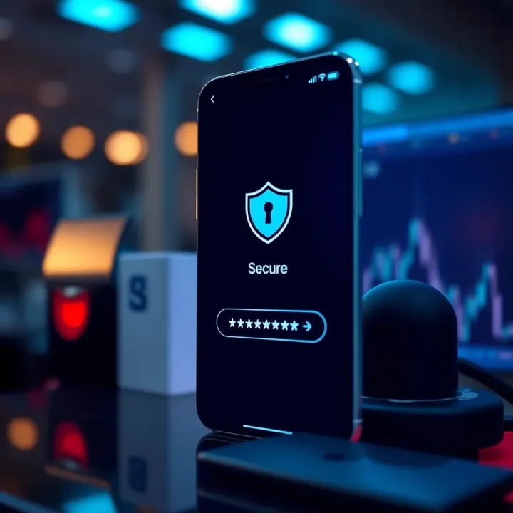Secure login screen emphasizing app security with a shield icon and password input