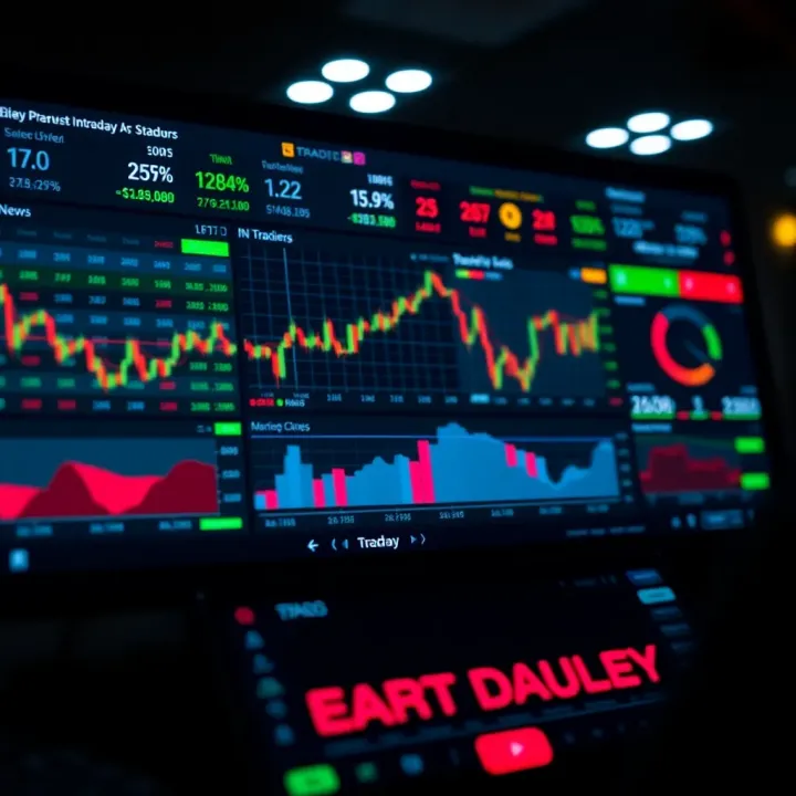 Dashboard displaying essential tools like market news, technical indicators, and trading platforms for active day trading