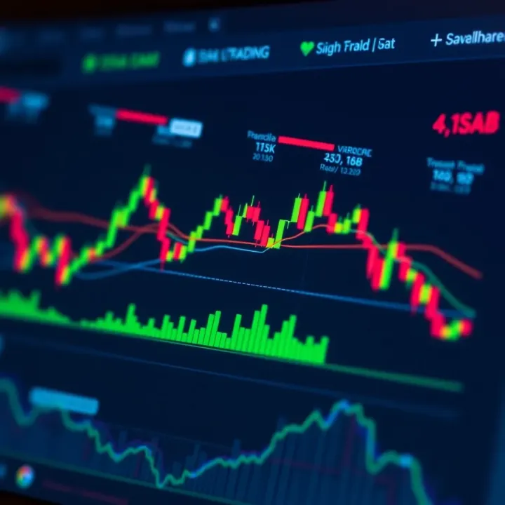 Risk management strategy with trading platform interface showing market data