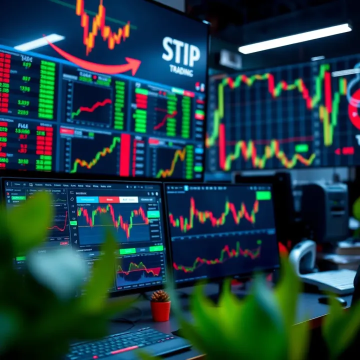 Essential Trading Tools and Market Data for Intraday Traders Financial trading workstation with multiple monitors displaying market data and technical indicators
