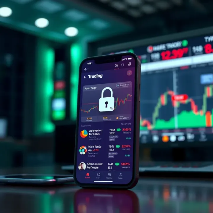 Secure Trading App Emphasizing Safety and Customer Assistance Secure mobile trading app highlighting security features and customer support options