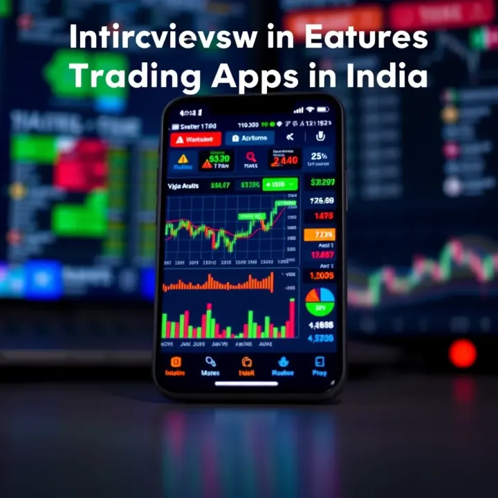 Smartphone screen displaying various stock market charts and trading indicators in an Indian trading app