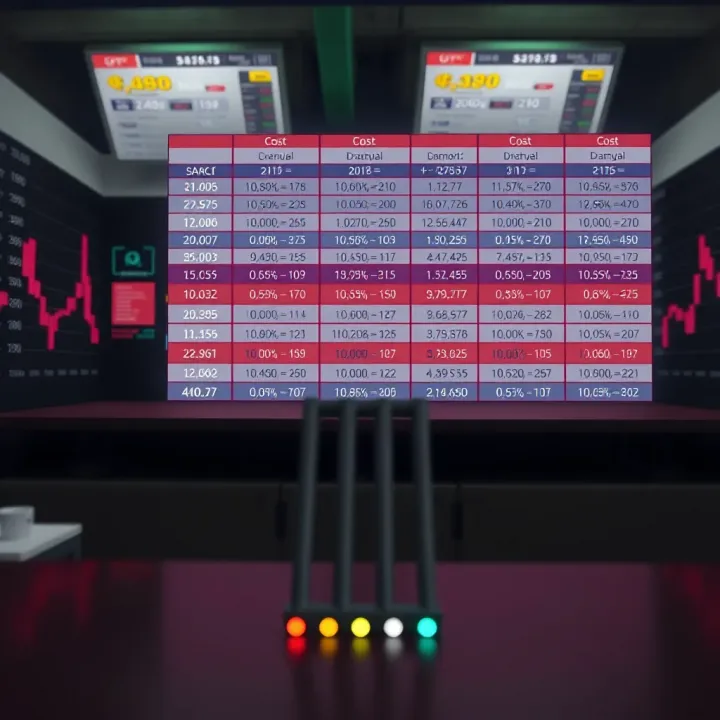 Visualization of dynamic programming table showing cost calculations for constructing an optimal binary search tree