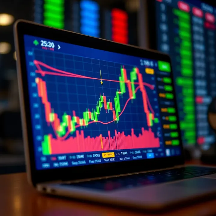 Graph showing simulated option trades on a digital platform illustrating risk-free practice
