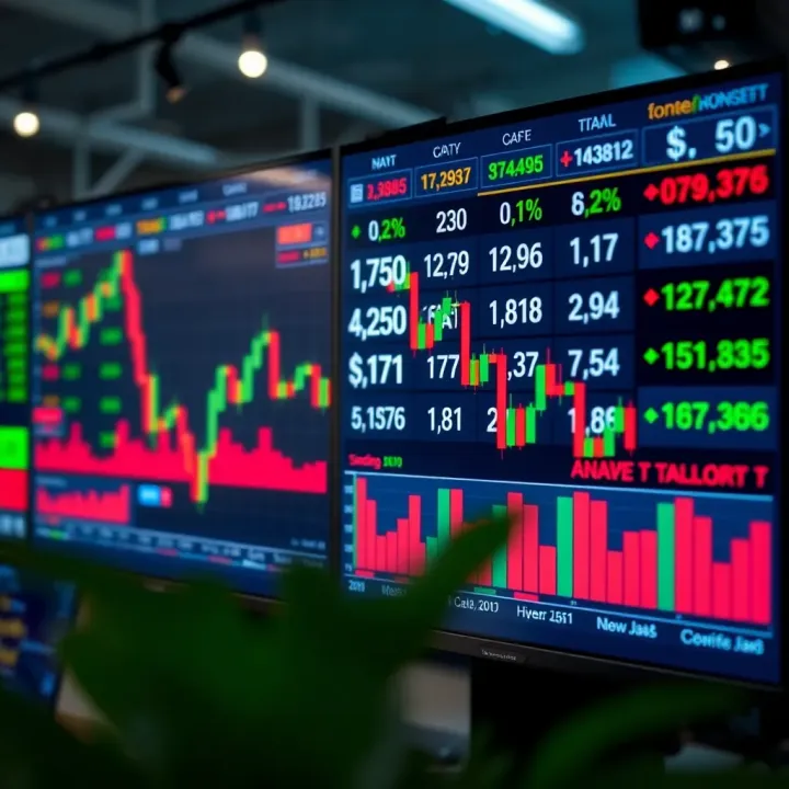 Illustration of a global currency trading platform showing exchange rates and currency pairs on a digital screen
